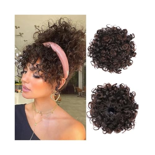 Damen Afro Puff Kinky Curly Bun Haar Synthetische Kordelzug Pferdeschwanz Clip In Kurze Haarverlängerungen Haarteile Täglich(1B 33) von Lizhuzhuzs28