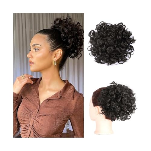 Damen Afro Puff Kinky Curly Bun Haar Synthetische Kordelzug Pferdeschwanz Clip In Kurze Haarverlängerungen Haarteile Täglich(4) von Lizhuzhuzs28