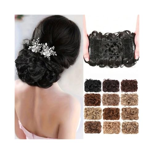 Damen Messy Dish Haarknoten-Verlängerung, kurzwellig, lockig, leicht dehnbare Haarkämme, Clip-in-Pferdeschwanz-Verlängerung Täglich(28#) von Lizhuzhuzs28