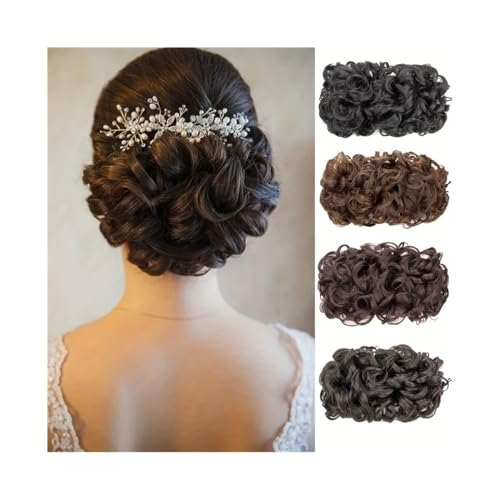Damen Synthetischer lockiger Chignon-Haarknoten mit Kordelzug, Haargummi, Clip in unordentlichen, flauschigen Haarknoten Täglich(2M30) von Lizhuzhuzs28