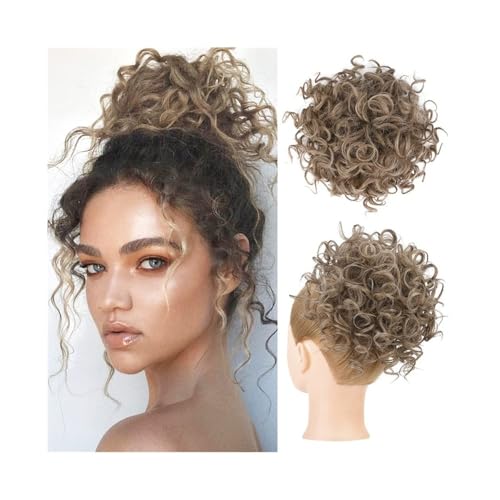 Damen Unordentlicher lockiger Haarknoten Scrunchie Extensions Synthetische elastische Kordelzug Welle lockiges Pferdeschwanz-Haarteil Täglich(10A-0906) von Lizhuzhuzs28