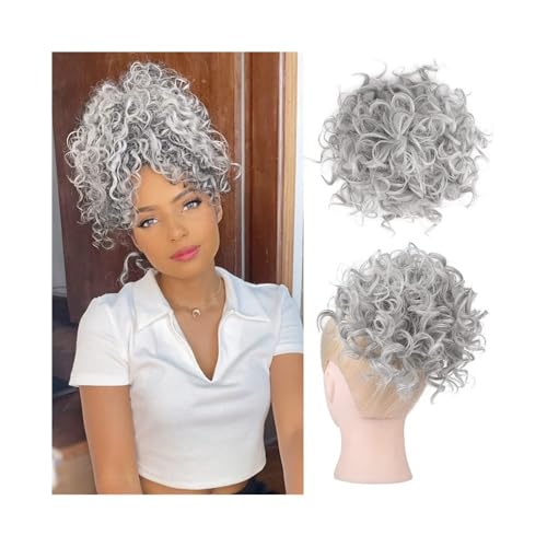 Damen Unordentlicher lockiger Haarknoten Scrunchie Extensions Synthetische elastische Kordelzug Welle lockiges Pferdeschwanz-Haarteil Täglich(10AT1001) von Lizhuzhuzs28