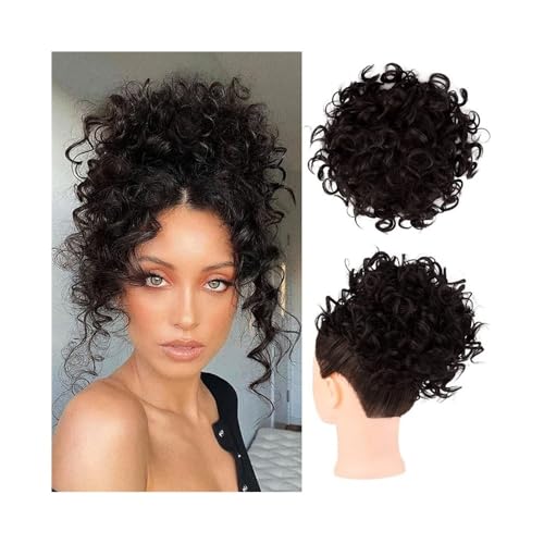 Damen Unordentlicher lockiger Haarknoten Scrunchie Extensions Synthetische elastische Kordelzug Welle lockiges Pferdeschwanz-Haarteil Täglich(4) von Lizhuzhuzs28