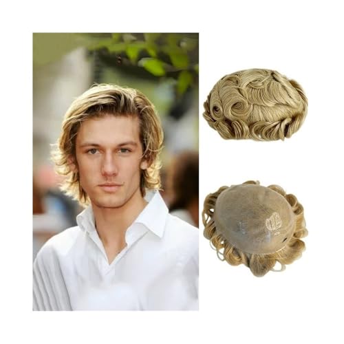 Ersatzperücke 613#Blond Indisches Menschenhaar Herren Toupet 0,08-0,10mm Dünne Haut Basis Herren Kapillare Prothese Täglich(8x10) von Lizhuzhuzs28