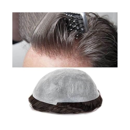 Ersatzperücke Haarprothese for Männer, ultradünne PU-Haut, 0,02–0,04 mm, alle V-Loop-Toupets, handgebunden, Haarteile for Männer, indisches Echthaar, Haarsystemeinheiten Täglich(Dark Brown,7x10) von Lizhuzhuzs28