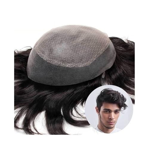 Ersatzperücke Toupet for Männer, indische Echthaarsysteme, Herren-Kapillarprothese, Diamant-Spitzenoberseite mit knotenloser Voll-PU-Hautunterseite, Herren-Haarteil Täglich(Medium Light Brown,8x10) von Lizhuzhuzs28