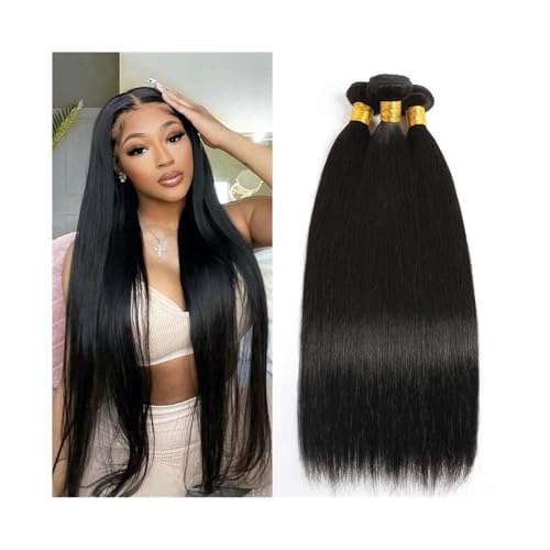 Frauen Glattes Haar, Weave-Bündel, brasilianische Echthaar-Extensions, 12-30 Zoll, doppelte Schussfäden, glattes Haar, Bündel aus natürlichem Remy-Haar Haarteil Extensions(28 28 28) von Lizhuzhuzs28