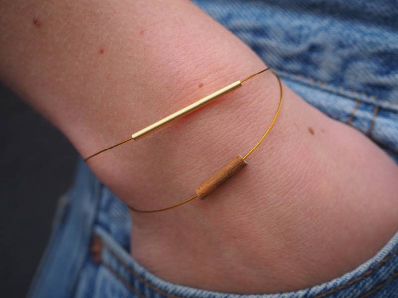 Armband Gold & Haselholz von LizoAccessoires