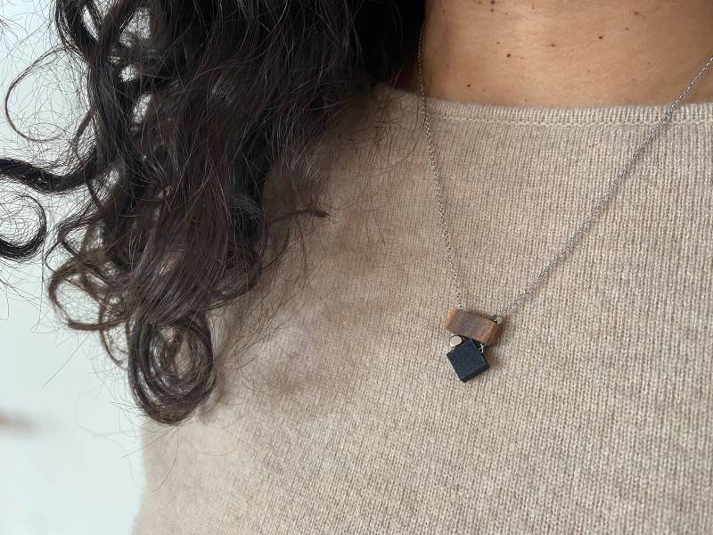 Kette Olivenholz & Stäbchen Silber von LizoAccessoires