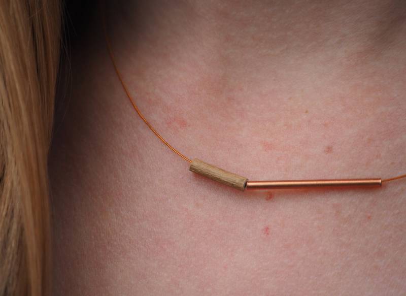 Kette Schmuckdraht Haselholz & Kupfer von LizoAccessoires