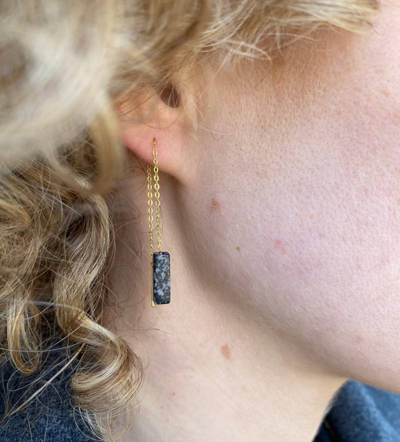 Ohrhänger 925 Silber Vergoldet & Granit Schwarz von LizoAccessoires