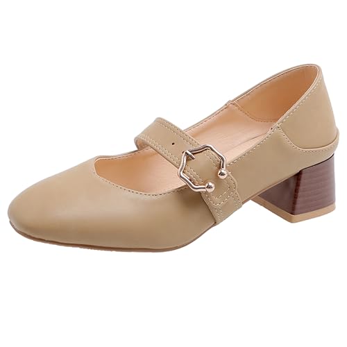 Lizoleor Blockabsatz Mary Jane Square Toe Damen Pump Knöchelriemchen Leisure Schnalle Weit Fit Klassische Sommer Pumps Aprikose Gr 49 EU/51Cn Lizoleor Blockabsatz Mary Jane Square Toe Damen Pump Knöchelriemchen Leisure Schnalle Weit Fit Klassische Sommer Pumps Aprikose Gr 49 EU/51Cn von Lizoleor