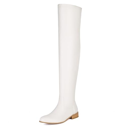 Lizoleor Blockabsatz Runde Zehen Solid Color Damen Stiefel Über Dem Knie Komfort Low Mitte Absatz Concise Long Stretch Stiefel Weiß Gr 40 EU/41Cn Lizoleor Blockabsatz Runde Zehen Solid Color Damen Stiefel Über Dem Knie Komfort Low Mitte Absatz Concise Long Stretch Stiefel Weiß Gr 40 EU/41Cn von Lizoleor