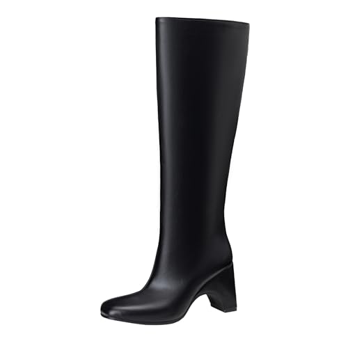 Lizoleor Blockabsatz Square Toe Ohne Verschluss Damen Knee Hohe Stiefel Weit Fit Warm Fell Denim Shiny Hochzeit Anzugstiefel Schwarz Gr 43 EU/45Cn Lizoleor Blockabsatz Square Toe Ohne Verschluss Damen Knee Hohe Stiefel Weit Fit Warm Fell Denim Shiny Hochzeit Anzugstiefel Schwarz Gr 43 EU/45Cn von Lizoleor