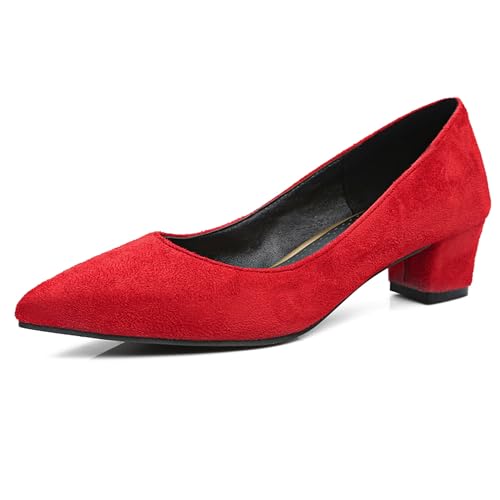 Lizoleor Concise Wildleder Pointed Toe Ohne Verschluss Damen Pump Solid Color Komfort Mitte Blockabsatz Mode Business Schuhe Rot Gr 36.5 EU/37Cn Lizoleor Concise Wildleder Pointed Toe Ohne Verschluss Damen Pump Solid Color Komfort Mitte Blockabsatz Mode Business Schuhe Rot Gr 36.5 EU/37Cn von Lizoleor
