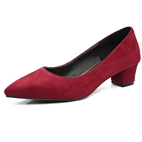 Lizoleor Concise Wildleder Pointed Toe Ohne Verschluss Damen Pump Solid Color Komfort Mitte Blockabsatz Mode Business Schuhe Rotwein Gr 39 EU/40Cn Lizoleor Concise Wildleder Pointed Toe Ohne Verschluss Damen Pump Solid Color Komfort Mitte Blockabsatz Mode Business Schuhe Rotwein Gr 39 EU/40Cn von Lizoleor