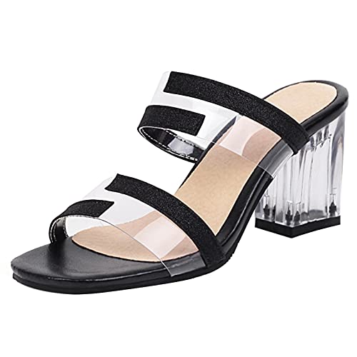 Lizoleor Damen Blockabsatz Pantoletten Pantoffeln Transparent Offene Zeh Sommer Pantoffeln Sandalen Höhe Ferse Mode Ohne Verschluss Party Schuhe Schwarz Gr 42 EU/44Cn Lizoleor Damen Blockabsatz Pantoletten Pantoffeln Transparent Offene Zeh Sommer Pantoffeln Sandalen Höhe Ferse Mode Ohne Verschluss Party Schuhe Schwarz Gr 42 EU/44Cn von Lizoleor