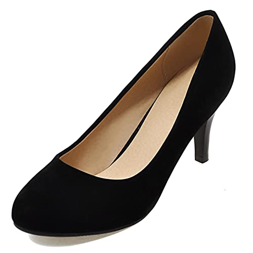 Lizoleor Damen Ohne Verschluss Abend Höhe Ferse Bridal Closed Toe Schuhe Buro Kleid Arbeit Stiletto Pumps Party Prom Elegant Pumps Schwarz Gr 34 EU von Lizoleor