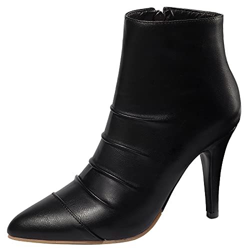 Lizoleor Damen Pointed Toe Warm Hochzeit Kleid Stiletto Boots Mode Winter Höhe Ferse Stiefeletten Bride Schwarz Gr 49 EU/51Cn von Lizoleor