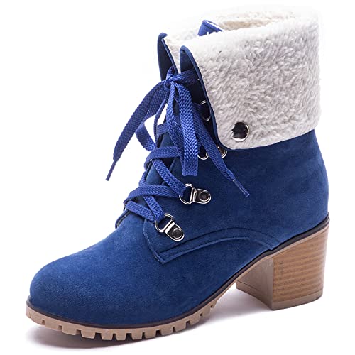 Lizoleor Damen Runde Zehen Mode Military Snow Stiefeletten Blockabsatz Leisure Warm Fell Lined Schnüren Chukka Shearling Stiefel Blau Gr 40 EU/41Cn Lizoleor Damen Runde Zehen Mode Military Snow Stiefeletten Blockabsatz Leisure Warm Fell Lined Schnüren Chukka Shearling Stiefel Blau Gr 40 EU/41Cn von Lizoleor