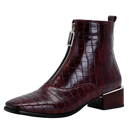 Lizoleor Damen Square Toe Retro Reißverschluss Chelsea Stiefel Blockabsatz Winter Weit Fit Draußen Mode Stiefeletten Arbeit Schuhe Rotwein Gr 39 EU/40Cn Lizoleor Damen Square Toe Retro Reißverschluss Chelsea Stiefel Blockabsatz Winter Weit Fit Draußen Mode Stiefeletten Arbeit Schuhe Rotwein Gr 39 EU/40Cn von Lizoleor