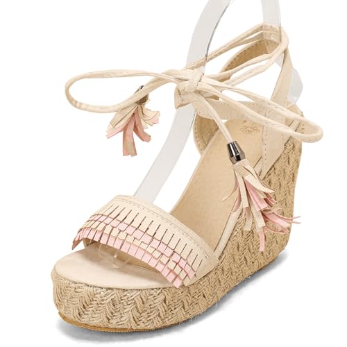 Lizoleor Keilabsatz Plateau Espadrille Runde Zehen Damensandalen Concise Braid Knöchelriemchen Schnalle Sweet Girl Sommer Kleid Weiß Gr 38 EU/39Cn Lizoleor Keilabsatz Plateau Espadrille Runde Zehen Damensandalen Concise Braid Knöchelriemchen Schnalle Sweet Girl Sommer Kleid Weiß Gr 38 EU/39Cn von Lizoleor