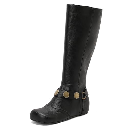 Lizoleor Klassische Runde Zehen Side Reißverschluss Damen Knee Hohe Stiefel Weit Fit Keilabsatz Brogue Ruffles Long Anzugstiefel Schwarz Gr 48 EU/50Cn Lizoleor Klassische Runde Zehen Side Reißverschluss Damen Knee Hohe Stiefel Weit Fit Keilabsatz Brogue Ruffles Long Anzugstiefel Schwarz Gr 48 EU/50Cn von Lizoleor