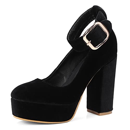 Lizoleor Knöchelriemchen Hohen Blockabsatz Damen Plateau Mode Party Schuhe Closed Toe Elegant Chunky Pumps Prom Kleid Schnalle Schwarz Gr 40.5 EU/42Cn Lizoleor Knöchelriemchen Hohen Blockabsatz Damen Plateau Mode Party Schuhe Closed Toe Elegant Chunky Pumps Prom Kleid Schnalle Schwarz Gr 40.5 EU/42Cn von Lizoleor