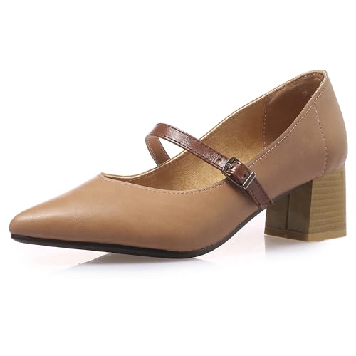 Lizoleor Komfort Blockabsatz Pointed Toe Sommer Damen Schuhe Mid Chunky Heel Concise Solid Color Knöchelriemchen Business Schuhe Aprikose Gr 40.5 EU/42Cn Lizoleor Komfort Blockabsatz Pointed Toe Sommer Damen Schuhe Mid Chunky Heel Concise Solid Color Knöchelriemchen Business Schuhe Aprikose Gr 40.5 EU/42Cn von Lizoleor