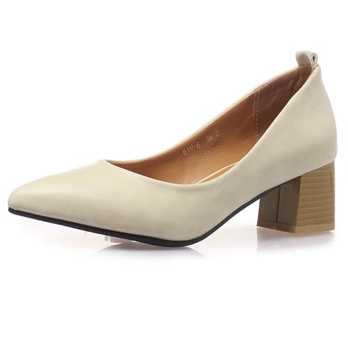 Lizoleor Komfort Blockabsatz Pointed Toe Sommer Damen Schuhe Mid Chunky Heel Concise Solid Color Knöchelriemchen Business Schuhe Aprikose Gr 46 EU/48Cn Lizoleor Komfort Blockabsatz Pointed Toe Sommer Damen Schuhe Mid Chunky Heel Concise Solid Color Knöchelriemchen Business Schuhe Aprikose Gr 46 EU/48Cn von Lizoleor