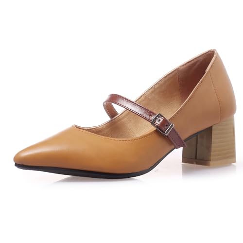 Lizoleor Komfort Blockabsatz Pointed Toe Sommer Damen Schuhe Mid Chunky Heel Concise Solid Color Knöchelriemchen Business Schuhe Gelb Gr 38 EU/39Cn Lizoleor Komfort Blockabsatz Pointed Toe Sommer Damen Schuhe Mid Chunky Heel Concise Solid Color Knöchelriemchen Business Schuhe Gelb Gr 38 EU/39Cn von Lizoleor
