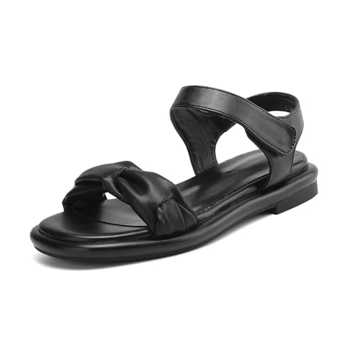 Lizoleor Komfort Offene Zeh Niedrige Absatz Slingback Damensandalen Runde Zehen Thick Plateau Girl Sommer Schuluniform Sandals Schwarz Gr 36.5 EU/37Cn von Lizoleor