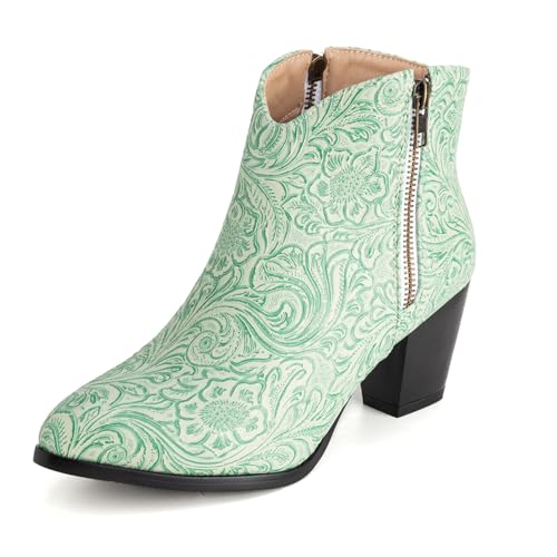 Lizoleor Leisure Blume Blockabsatz Pointed Toe Damen Cowboystiefel Two Side Reißverschlusss Mitte Absatz Klassische Kurz Westernstiefel Light-Grün Gr 50 EU/52Cn Lizoleor Leisure Blume Blockabsatz Pointed Toe Damen Cowboystiefel Two Side Reißverschlusss Mitte Absatz Klassische Kurz Westernstiefel Light-Grün Gr 50 EU/52Cn von Lizoleor