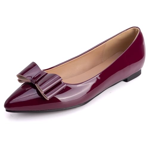 Lizoleor Leisure Pointed Toe Komfort Flach Schuhe Ohne Verschluss Damen Schuhe Sweet Lack Candy Color Concise Sommer Rotwein Gr 52 EU/54Cn Lizoleor Leisure Pointed Toe Komfort Flach Schuhe Ohne Verschluss Damen Schuhe Sweet Lack Candy Color Concise Sommer Rotwein Gr 52 EU/54Cn von Lizoleor