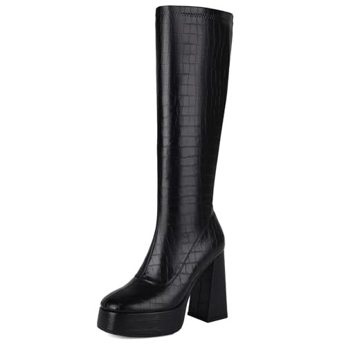 Lizoleor Mode Blockabsatz Plateau Damen Knee Stretch Stiefel Runde Zehen Super Höhe Ferse Ohne Verschluss Abend Long Reitstiefel Schwarz Gr 41 EU/43Cn Lizoleor Mode Blockabsatz Plateau Damen Knee Stretch Stiefel Runde Zehen Super Höhe Ferse Ohne Verschluss Abend Long Reitstiefel Schwarz Gr 41 EU/43Cn von Lizoleor