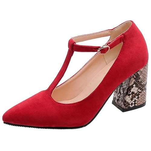 Lizoleor Mode Blockabsatz Pointed Toe Wildleder Damen Schuhe Splicing Ohne Verschluss Concise Arbeit Elegant Bridal Kleid Pumps Rot Gr 40.5 EU/42Cn Lizoleor Mode Blockabsatz Pointed Toe Wildleder Damen Schuhe Splicing Ohne Verschluss Concise Arbeit Elegant Bridal Kleid Pumps Rot Gr 40.5 EU/42Cn von Lizoleor