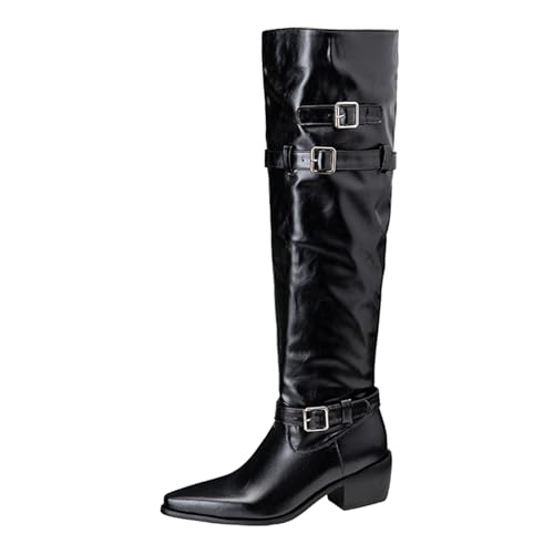 Lizoleor Mode Pointed Toe Blockabsatz Pleated Damen Lockere Stiefel Ohne Verschluss Schnalle Soild Color Knee Tall Reitstiefel Schwarz Gr 33 EU Lizoleor Mode Pointed Toe Blockabsatz Pleated Damen Lockere Stiefel Ohne Verschluss Schnalle Soild Color Knee Tall Reitstiefel Schwarz Gr 33 EU von Lizoleor