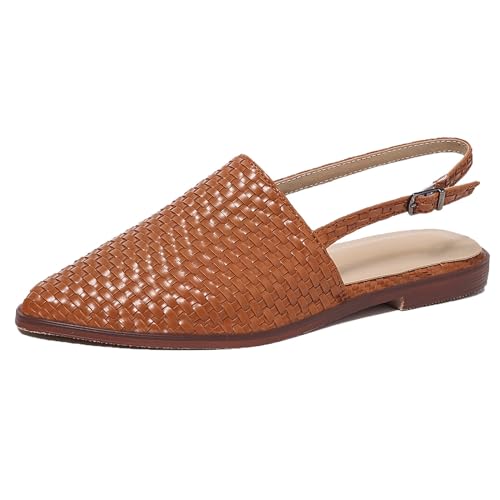 Lizoleor Mode Pointed Toe Slingback Braid Damensandalen Komfort Flach Schuhe Back Strap Schnalle Retro Solid Color Romisch Light-Braun Gr 36 EU Lizoleor Mode Pointed Toe Slingback Braid Damensandalen Komfort Flach Schuhe Back Strap Schnalle Retro Solid Color Romisch Light-Braun Gr 36 EU von Lizoleor