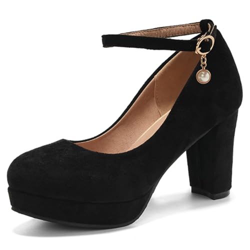 Lizoleor Party Blockabsatz Runde Zehen Plateau Damen Schuhe Concise Knöchelriemchen Höhe Ferse Schnalle Sommer Kleid Schuhe Schwarz Gr 35 EU Lizoleor Party Blockabsatz Runde Zehen Plateau Damen Schuhe Concise Knöchelriemchen Höhe Ferse Schnalle Sommer Kleid Schuhe Schwarz Gr 35 EU von Lizoleor