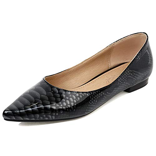 Lizoleor Pointed Toe Ballet Flats Damen Ohne Verschluss Arbeit Hochzeit Kleid Schuhe Komfort Loafers Bride Party Ballerina Pantoffeln Prom Schwarz Gr 37 EU/38Cn von Lizoleor