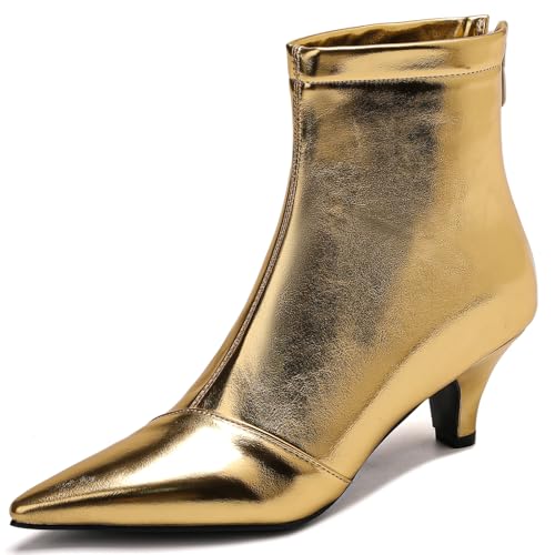 Lizoleor Pointed Toe Kitten Heel Damänner Ankle Kleid Boots Klassischer Mitte Absatz Back Reißverschluss Hochzeit Party Elegant Stiefeletten Gold Gr 38 EU/39Cn Lizoleor Pointed Toe Kitten Heel Damänner Ankle Kleid Boots Klassischer Mitte Absatz Back Reißverschluss Hochzeit Party Elegant Stiefeletten Gold Gr 38 EU/39Cn von Lizoleor