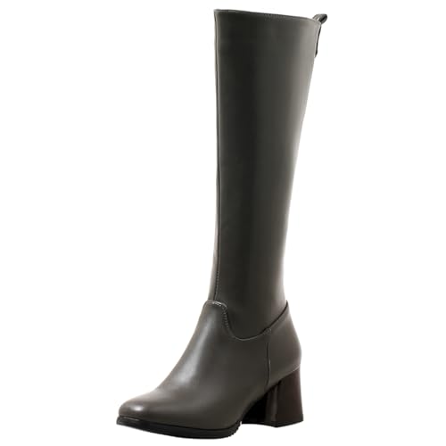 Lizoleor Square Toe Side Reißverschluss Blockabsatz Damen Knee Hohe Stiefel Höhe Ferse Weit Fit Warm Fell Long Reitstiefel Grau Gr 34 EU Lizoleor Square Toe Side Reißverschluss Blockabsatz Damen Knee Hohe Stiefel Höhe Ferse Weit Fit Warm Fell Long Reitstiefel Grau Gr 34 EU von Lizoleor