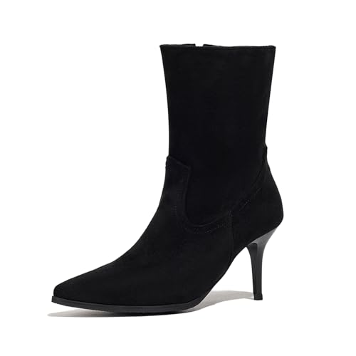 Lizoleor Stiletto Pointed Toe Damen Anzugstiefel Side Reißverschluss Höhe Ferse Mode Party Herbst Winter Anzugstiefel Schwarz Gr 41 EU/43Cn von Lizoleor