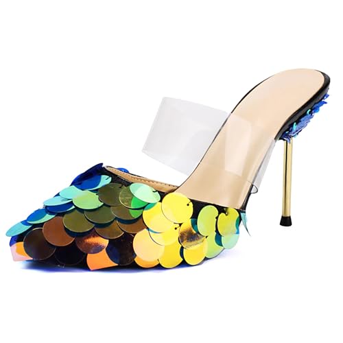 Lizoleor Stiletto Pointed Toe Ohne Verschluss Damen Hausschuhe Pantoffeln Sandals Mode Transparent Slingback Hochzeit Mules Prom Pantoffeln Gold Gr 39 EU/40Cn Lizoleor Stiletto Pointed Toe Ohne Verschluss Damen Hausschuhe Pantoffeln Sandals Mode Transparent Slingback Hochzeit Mules Prom Pantoffeln Gold Gr 39 EU/40Cn von Lizoleor