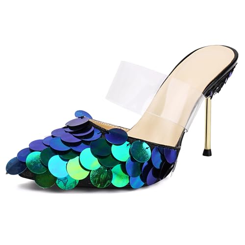 Lizoleor Stiletto Pointed Toe Ohne Verschluss Damen Hausschuhe Pantoffeln Sandals Mode Transparent Slingback Hochzeit Mules Prom Pantoffeln Grün Gr 40.5 EU/42Cn Lizoleor Stiletto Pointed Toe Ohne Verschluss Damen Hausschuhe Pantoffeln Sandals Mode Transparent Slingback Hochzeit Mules Prom Pantoffeln Grün Gr 40.5 EU/42Cn von Lizoleor