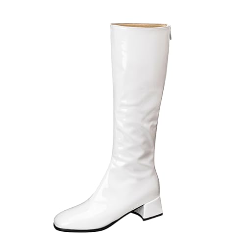 Lizoleor Sweet Lack Blockabsatz Square Toe Damen Kniehohe Stiefel Back Reißverschluss Weit Fit Mitte Absatz Hochzeit Kleid Overknees Stiefel Weiß Gr 32 EU Lizoleor Sweet Lack Blockabsatz Square Toe Damen Kniehohe Stiefel Back Reißverschluss Weit Fit Mitte Absatz Hochzeit Kleid Overknees Stiefel Weiß Gr 32 EU von Lizoleor