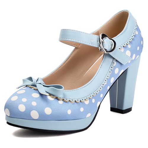 Lizoleor Sweet Princess Blockabsatz Runde Zehen Damen Kleid Schuhe Höhe Ferse Bows Blume Knöchelriemchen Mary Jane Plateau Party Schuhe Blau Gr 44 EU/46Cn Lizoleor Sweet Princess Blockabsatz Runde Zehen Damen Kleid Schuhe Höhe Ferse Bows Blume Knöchelriemchen Mary Jane Plateau Party Schuhe Blau Gr 44 EU/46Cn von Lizoleor