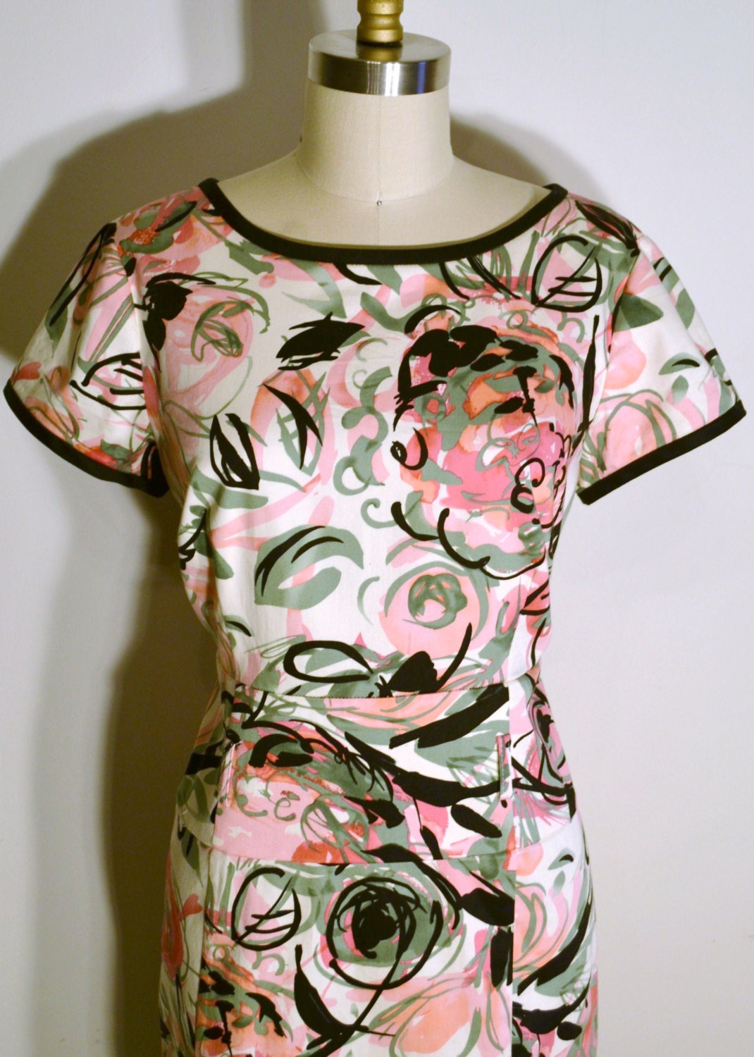 Vintage 80Er Jahre 60Er Kleid - Sommerkleid Mintgrün Und Pink von LizsVintageSoffitta