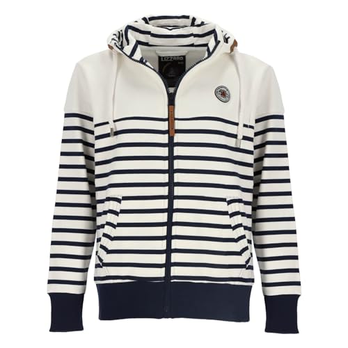 Lizzard Sports Damen Sweatjacke gestreift mit Kapuze - Modische Kapuzenjacke mit Streifen in Weiß-Navy Größe 4XL Lizzard Sports Damen Sweatjacke gestreift mit Kapuze - Modische Kapuzenjacke mit Streifen in Weiß-Navy Größe 4XL von Lizzard Sports