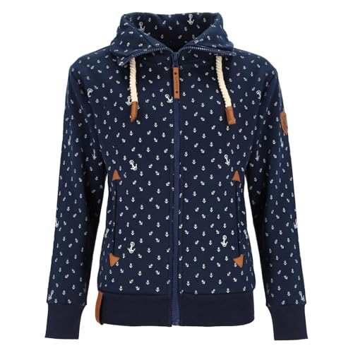 Lizzard Sports Damen Sweatjacke mit Anker-Allover-Print - Maritime Jacke mit Stehkragen in Navy Größe XXL Lizzard Sports Damen Sweatjacke mit Anker-Allover-Print - Maritime Jacke mit Stehkragen in Navy Größe XXL von Lizzard Sports